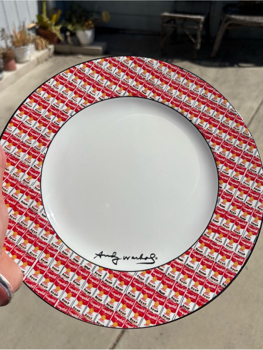 Set of 4 ANDY WARHOL POP ART CAMPBELL’S SOUP Cans 10.5” White Dinner Plate BLOCK
